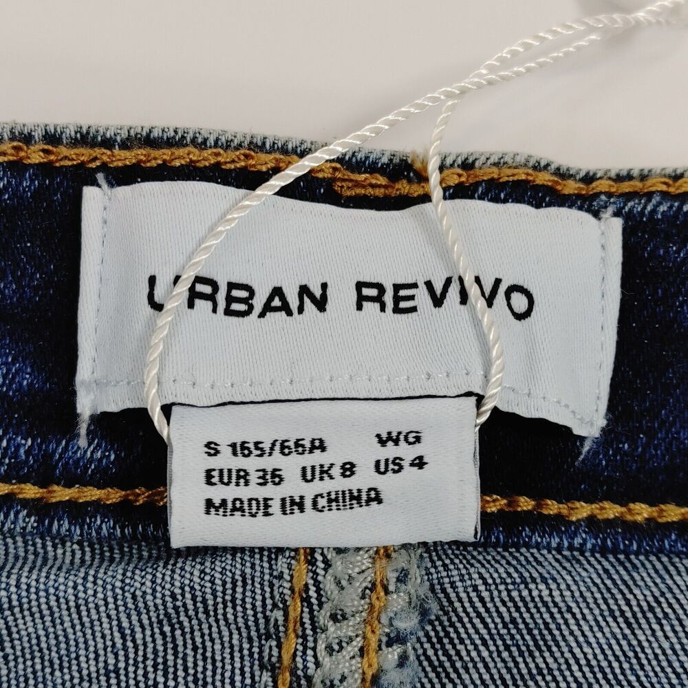 Urban Revivo ASOS Split Hem Flare Jeans NWT Blue High Rise Bootcut Size 4 - Picture 2 of 16